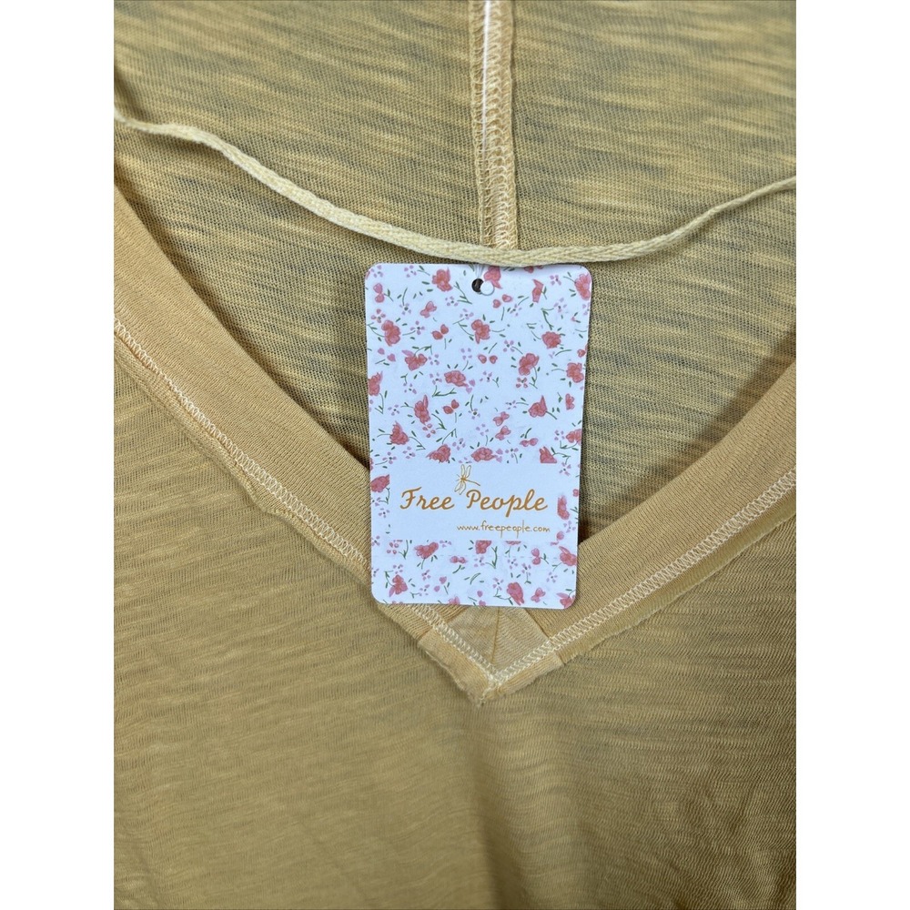 NEW Free People Women's On My Mind V-Neck Long Sleeve Shirt Camel/Yellow Size S - Picture 6 of 12
